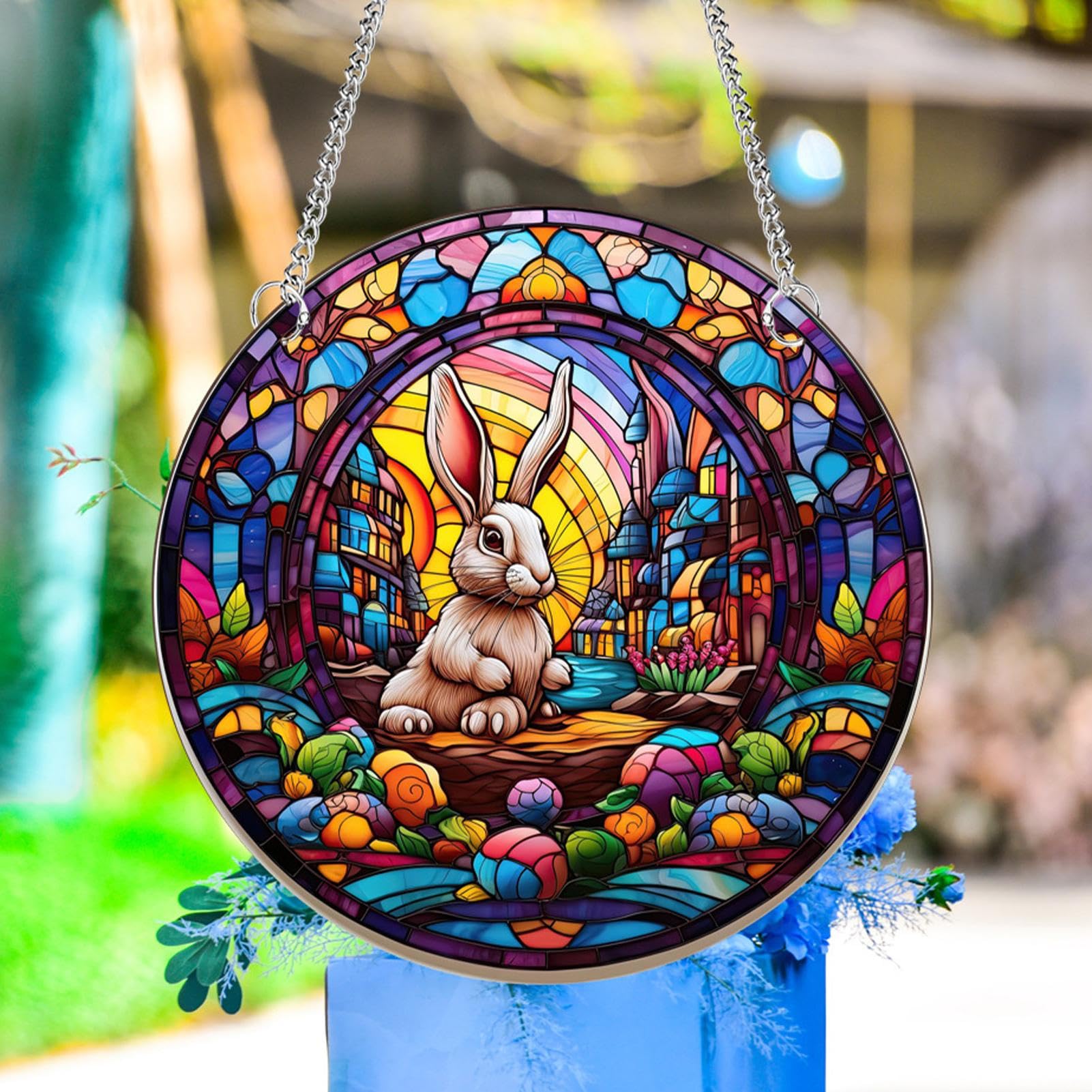 ウェッブ ステンドグラス Rabbitトロント・ステンドグラス社イースターバニー Amazon.co.jp: イースターステンドグラスデザイン、アクリルウサギと卵